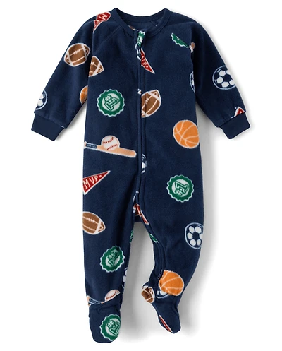 Baby And Toddler Boys Sports Dream Fleece Footed One Piece Pajamas