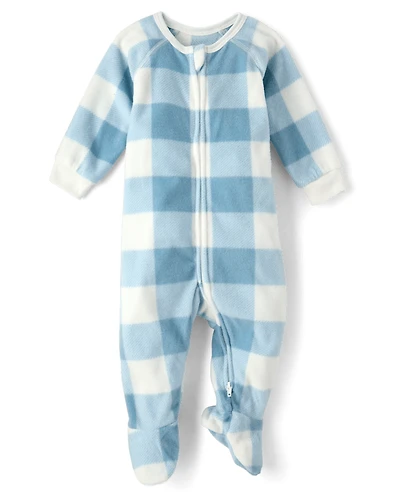 Baby And Toddler Boys Buffalo Plaid Dream Fleece Footed One Piece Pajamas