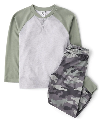 Boys Camo Henley Pajamas
