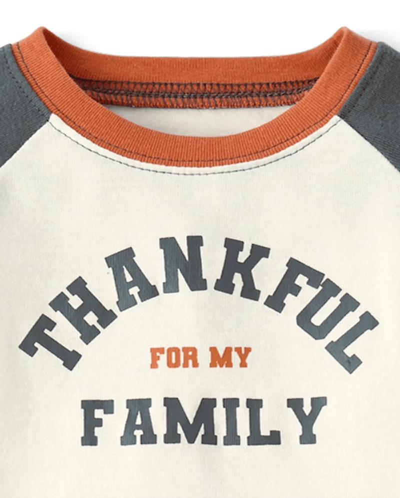 Baby And Toddler Matching Family Thankful Cotton Fleece Pajamas
