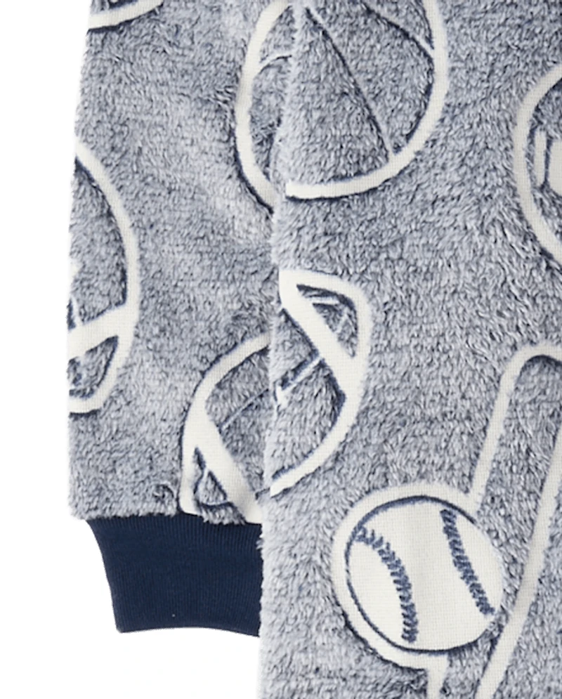 Boys Glow Sports One Piece Pajamas - Cozy Fleece
