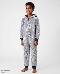 Boys Glow Sports One Piece Pajamas - Cozy Fleece