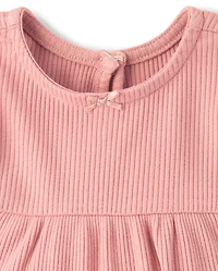 Baby Girls Ribbed Flutter Romper