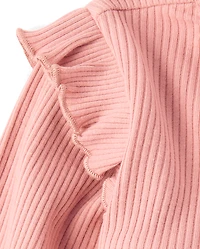 Baby Girls Ribbed Flutter Romper