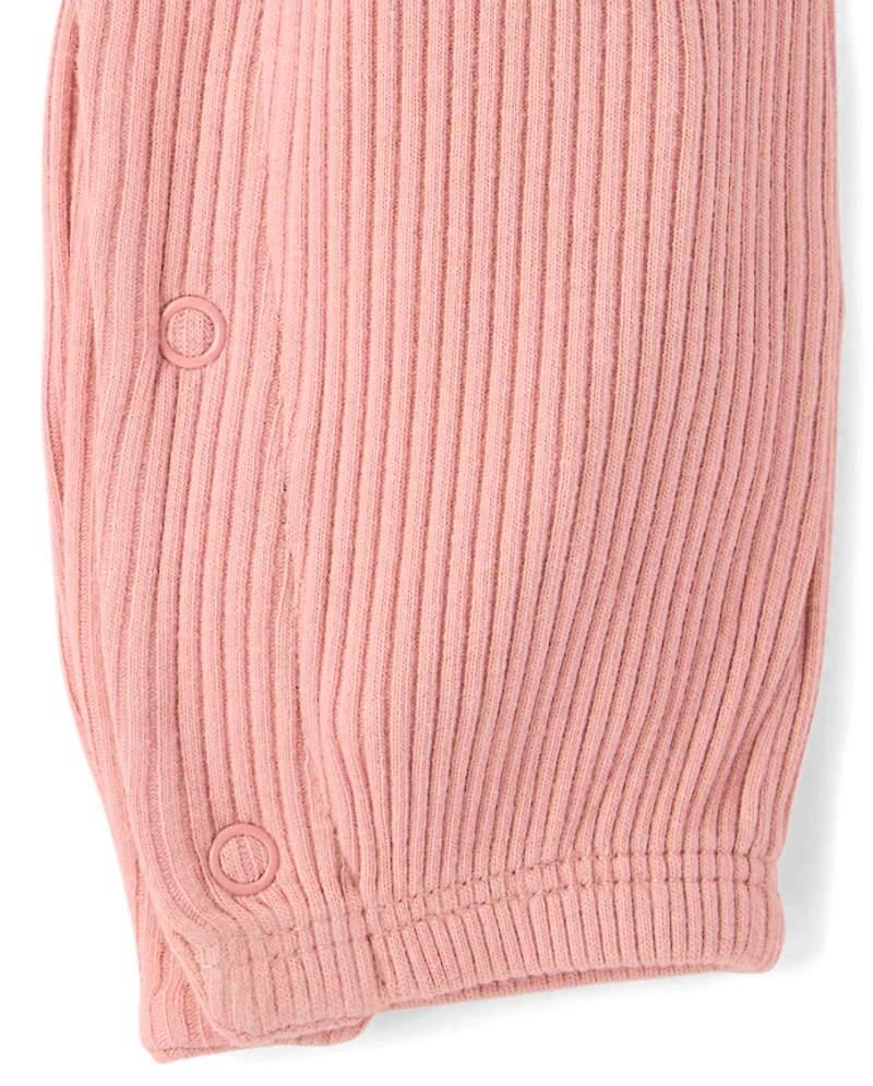 Baby Girls Ribbed Flutter Romper