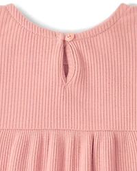 Baby Girls Ribbed Flutter Romper