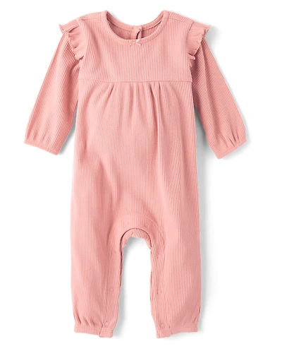 Baby Girls Ribbed Flutter Romper