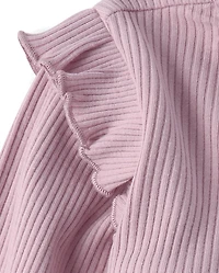 Baby Girls Ribbed Flutter Romper