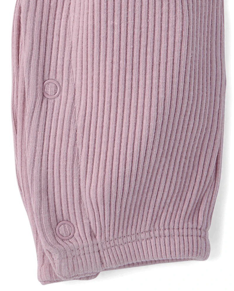 Baby Girls Ribbed Flutter Romper