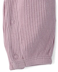 Baby Girls Ribbed Flutter Romper