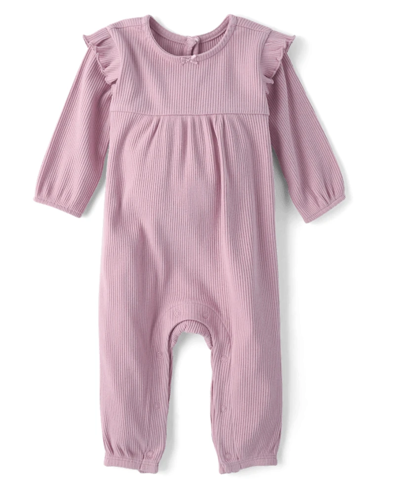 Baby Girls Ribbed Flutter Romper