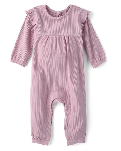 Baby Girls Ribbed Flutter Romper