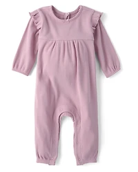 Baby Girls Ribbed Flutter Romper