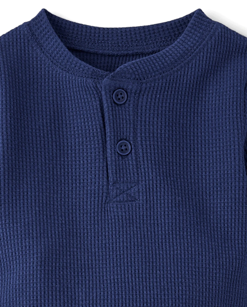 Baby Boys Thermal Henley Romper