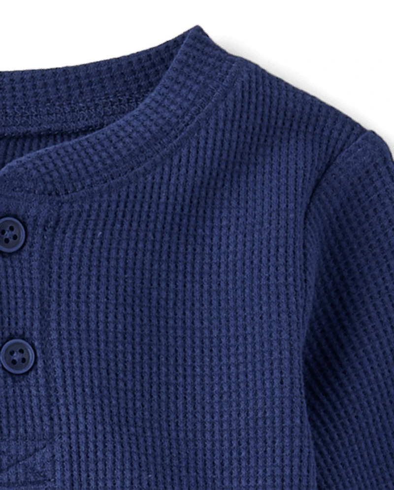 Baby Boys Thermal Henley Romper