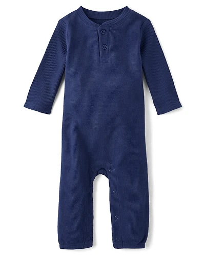 Baby Boys Thermal Henley Romper