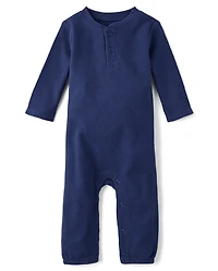 Baby Boys Thermal Henley Romper