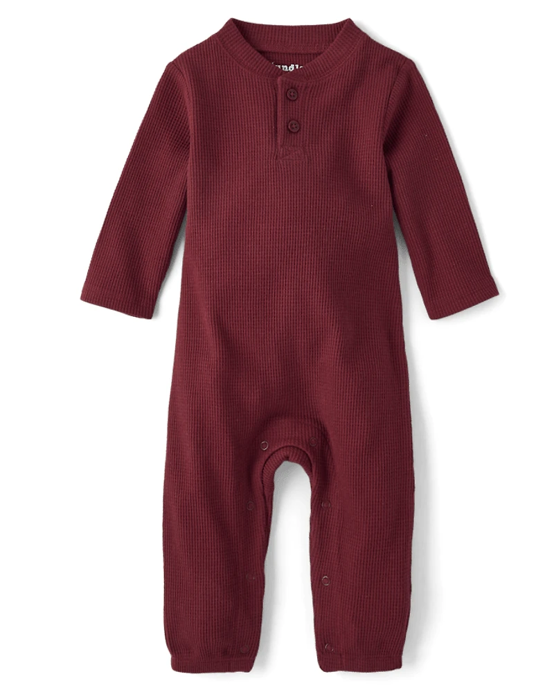 Baby Boys Thermal Henley Romper