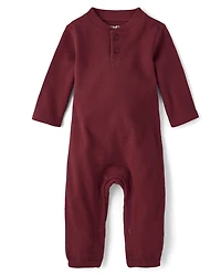 Baby Boys Thermal Henley Romper