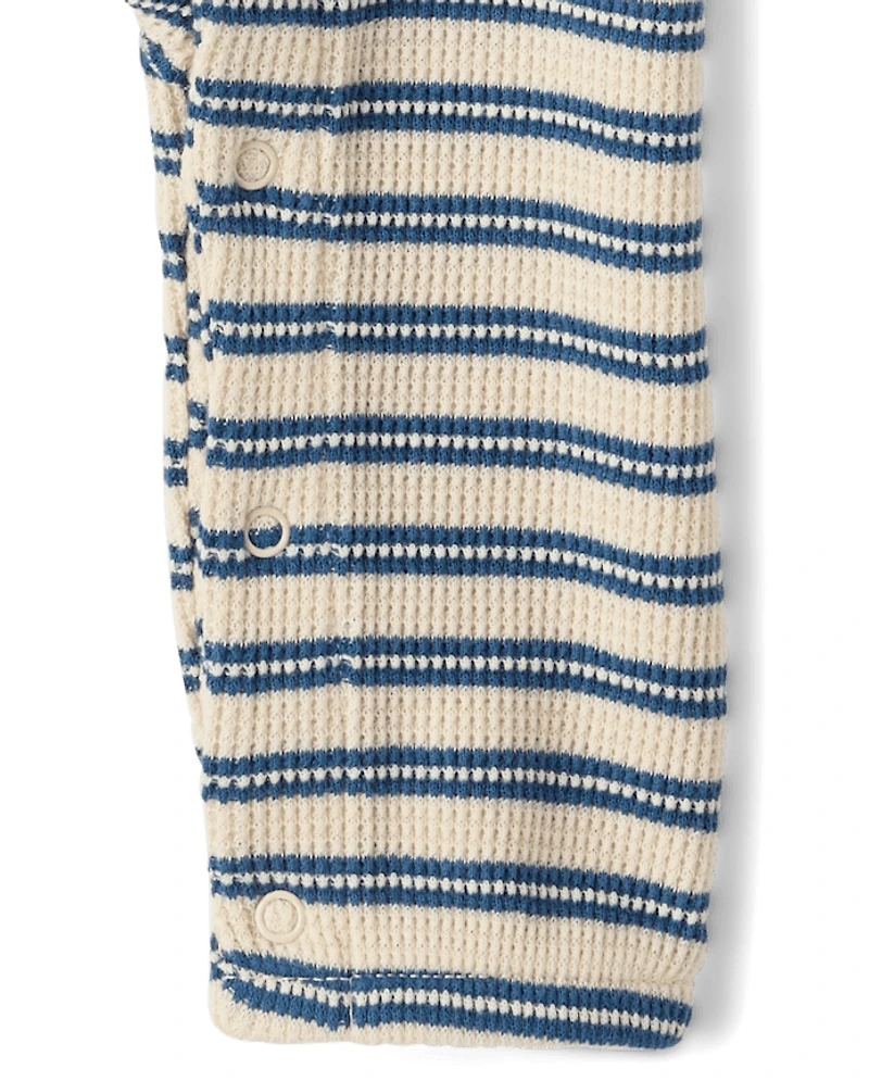 Baby Boys Striped Thermal Henley Romper