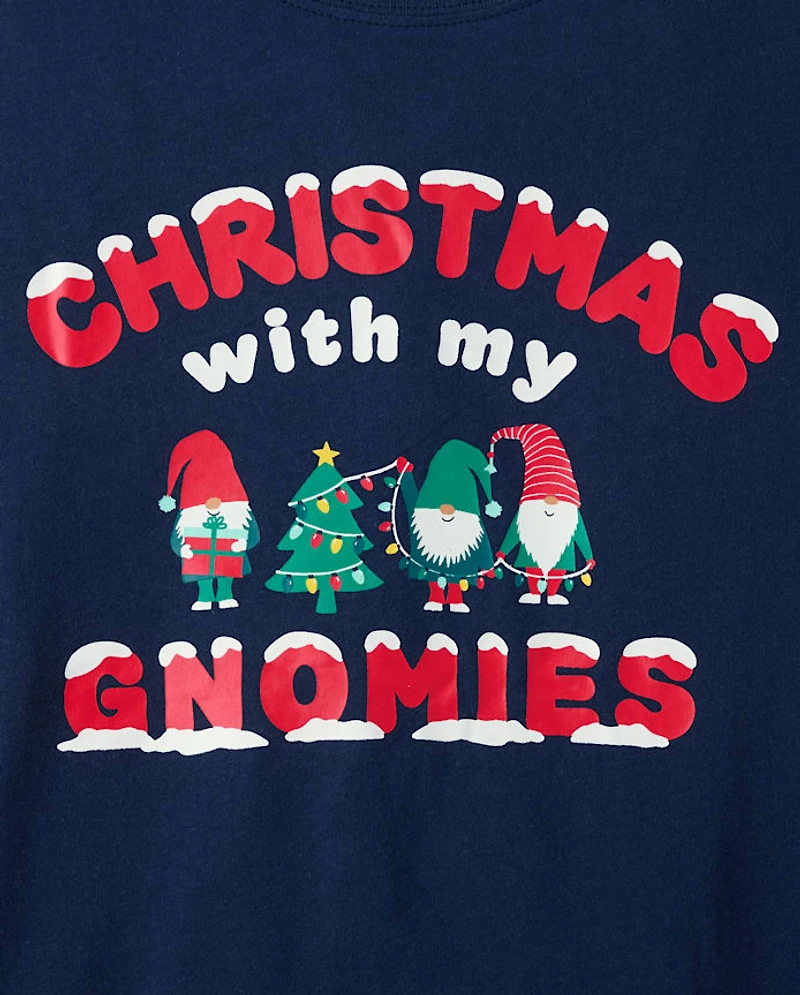 Adult Matching Family Christmas Gnomies Cotton And Dream Fleece Pajamas