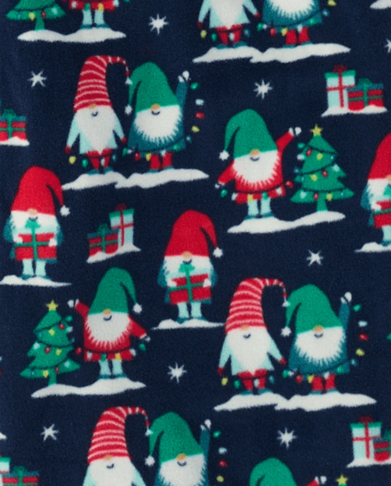 Pyjamas de Noël assortis pour adultes, en coton et polaire, avec des gnomes.