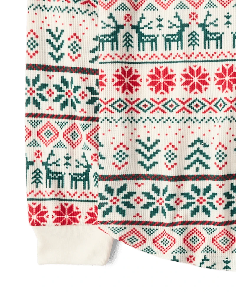 Pyjamas Henley thermiques assortis pour toute la famille, motif Fair Isle, Noël