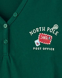 Womens Matching Family Santa Letter Cotton And Dream Fleece Henley Pajamas
