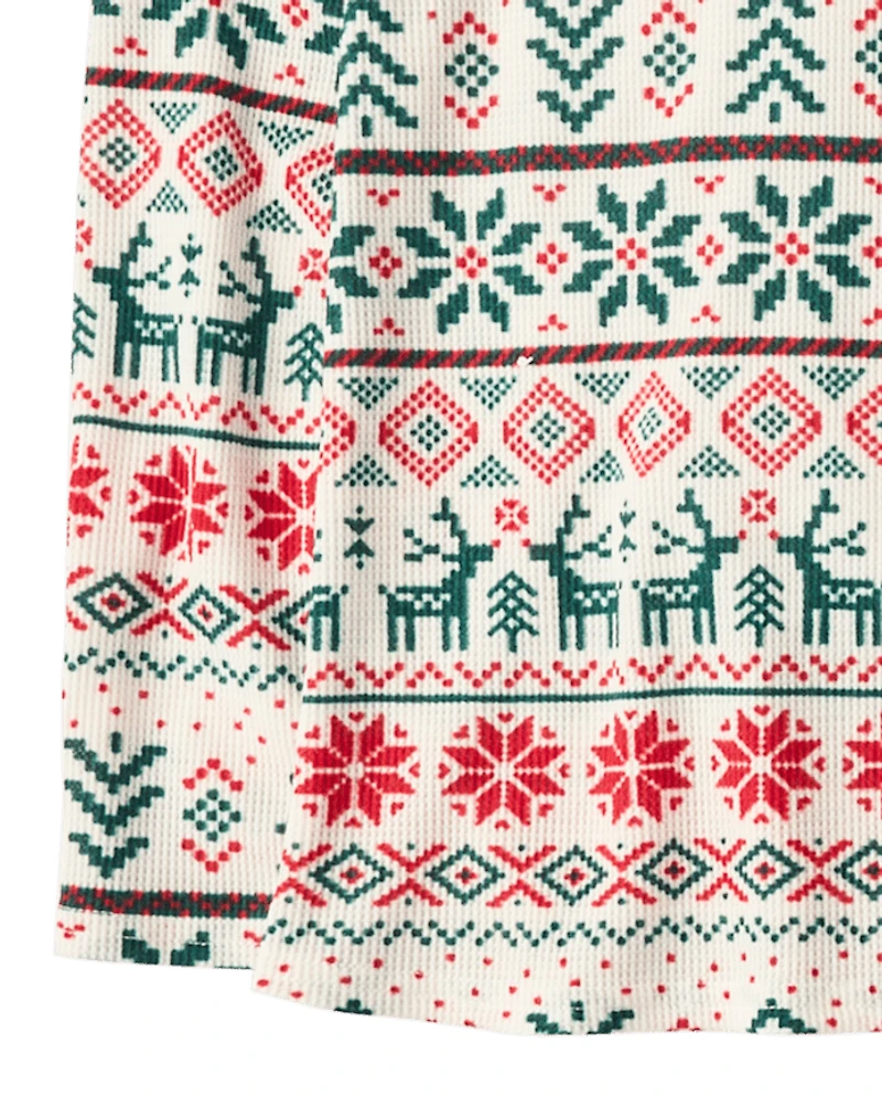 Womens Matching Family Christmas Fairisle Thermal Henley Pajamas