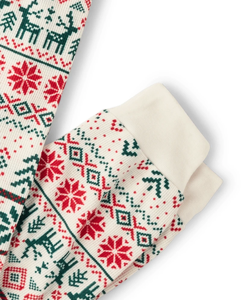 Pyjamas Henley thermiques assortis pour toute la famille, motif Fairisle de Noël, femmes