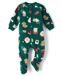 Baby And Toddler Matching Family Santa Letter Dream Fleece Footed One Piece Pajamas