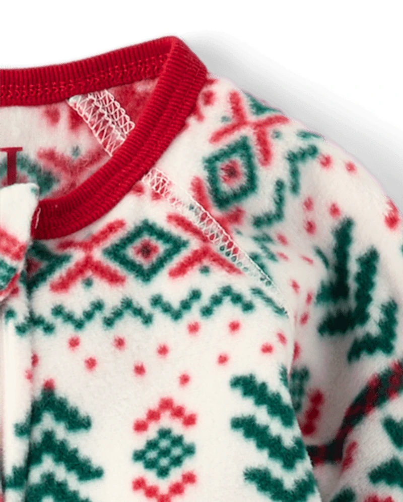 Baby And Toddler Matching Family Christmas Fairisle Dream Fleece Footed One Piece Pajamas
