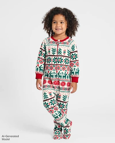Baby And Toddler Matching Family Christmas Fairisle Dream Fleece Footed One Piece Pajamas