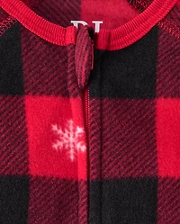 Baby And Toddler Matching Family Buffalo Plaid Dream Fleece Footed One Piece Pajamas