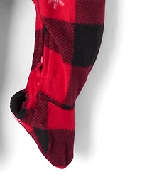 Baby And Toddler Matching Family Buffalo Plaid Dream Fleece Footed One Piece Pajamas