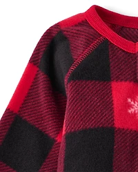 Baby And Toddler Matching Family Buffalo Plaid Dream Fleece Footed One Piece Pajamas