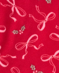 Baby And Toddler Girls Mommy Me Christmas Bows Dream Fleece Footed One Piece Pajamas