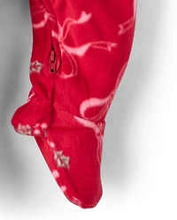 Baby And Toddler Girls Mommy Me Christmas Bows Dream Fleece Footed One Piece Pajamas
