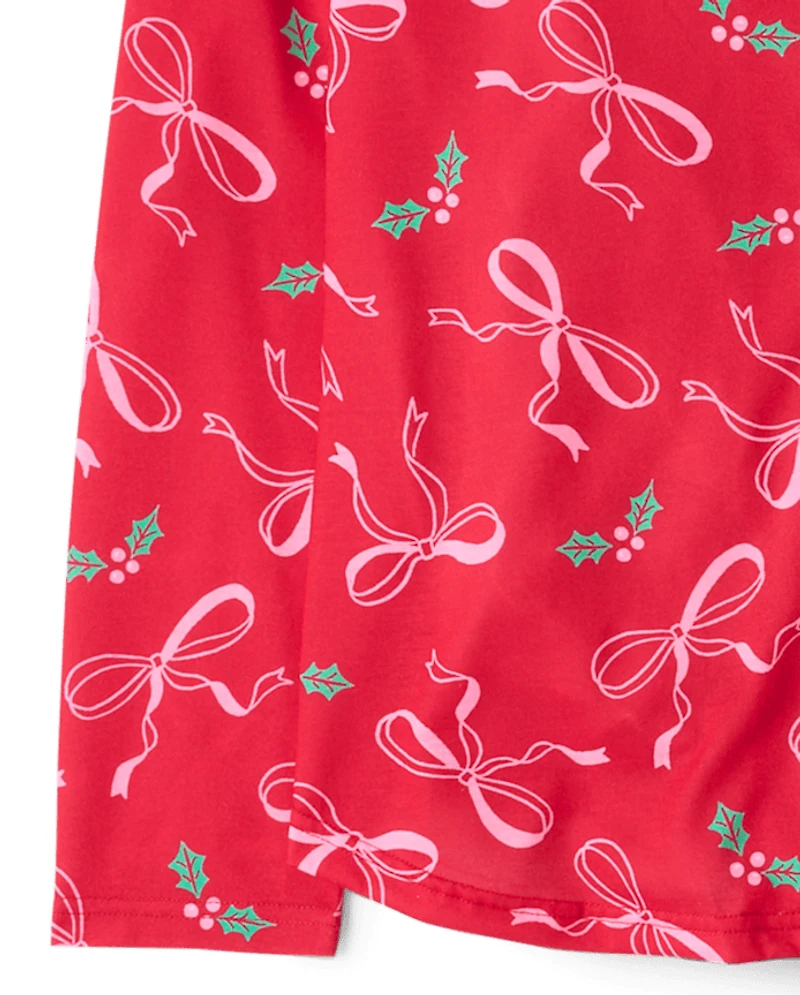 Pyjama de Noël Maman et Moi pour femmes avec nœud boutons sur le devant