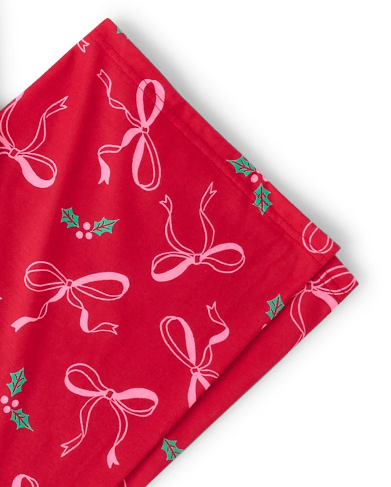 Womens Mommy And Me Christmas Bow Button Front Pajamas