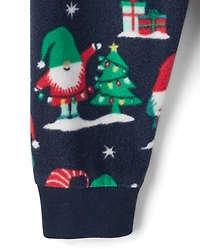 Pyjamas de Noël assortis pour bébés et jeunes enfants, en coton polaire, avec des gnomes.