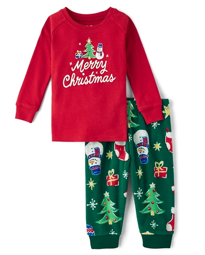 Baby And Toddler Matching Family Merry Christmas Cotton Dream Fleece Pajamas