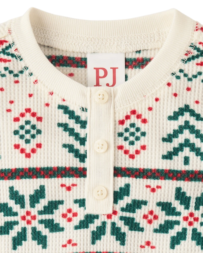Pyjamas Henley thermiques assortis pour bébé et tout-petit, motif Fair Isle, Noël