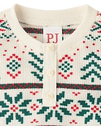 Pyjamas Henley thermiques assortis pour bébé et tout-petit, motif Fair Isle, Noël