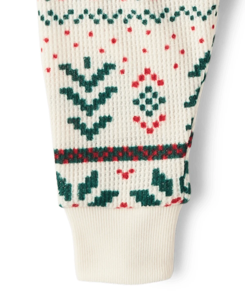 Baby And Toddler Matching Family Christmas Fairisle Thermal Henley Pajamas