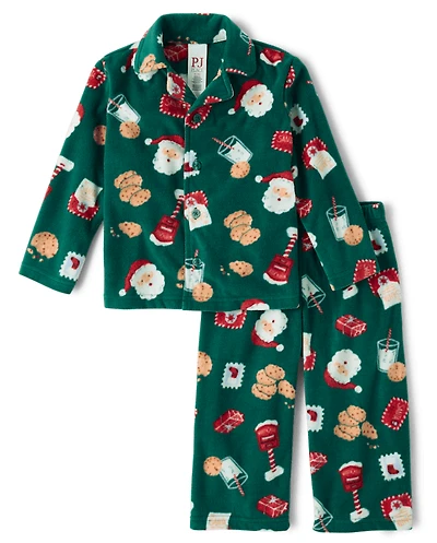 Baby And Toddler Matching Family Santa Letter Dream Fleece Button Front Pajamas