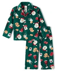 Baby And Toddler Matching Family Santa Letter Dream Fleece Button Front Pajamas