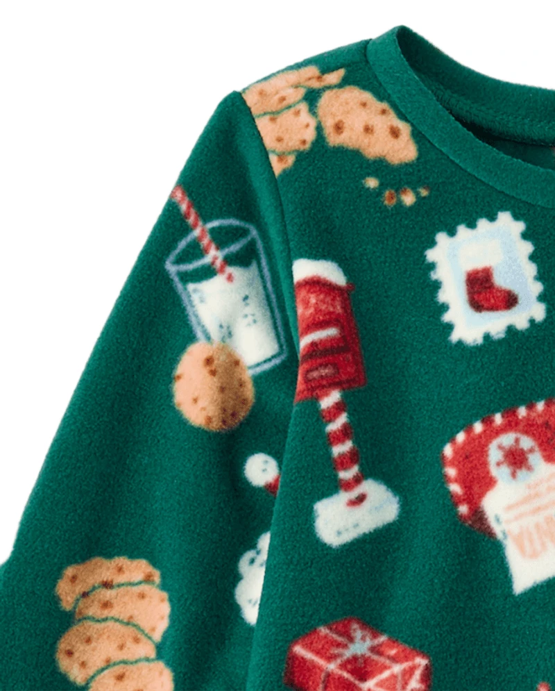 Baby And Toddler Girls Matching Family Santa Letter Dream Fleece Ruffle Nightgown