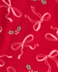 Baby And Toddler Girls Mommy Me Christmas Bows Dream Fleece Ruffle Nightgown