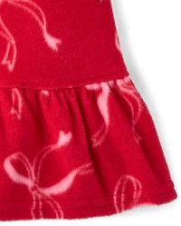 Baby And Toddler Girls Mommy Me Christmas Bows Dream Fleece Ruffle Nightgown